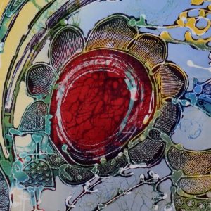 Batik balinesisches Stoffbild abstrakt, 75 x 90 cm