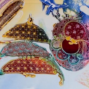 Batik balinesisches Stoffbild abstrakt, 45 x 140 cm