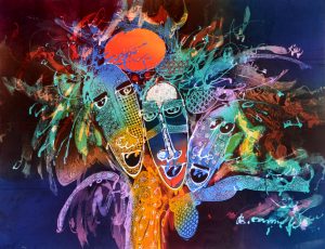 Batik Stoffbild Wandbild Motive kaufen Afrika Deko Shop 2137a