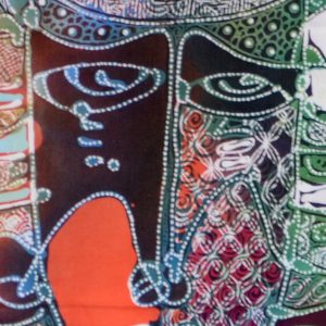 Batik balinesisches Stoffbild Masken, 45 x 50 cm