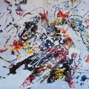 Batik balinesisches Stoffbild moderne Kunst, 45 x 75 cm
