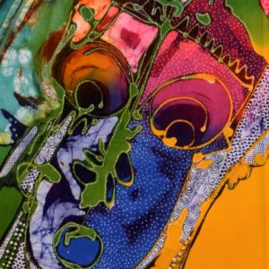 Batik balinesisches Stoffbild Masken, 75 x 90 cm