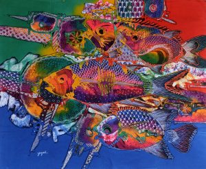 Batik Stoffbild Wandbild Motive kaufen Afrika Deko Shop 2159a