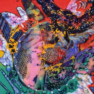 Batik balinesisches Stoffbild abstrakte bunte Motive, 75 x 90 cm