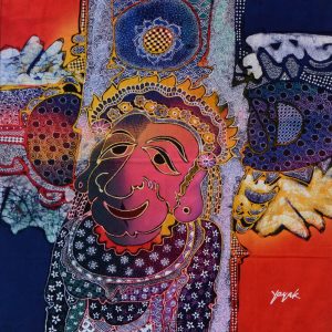 Batik Bild Stoffbild Gottheit, 45 x 50 cm
