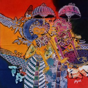 Batik Bild Stoffbild 2 Tänzerinnen, 45 x 50 cm