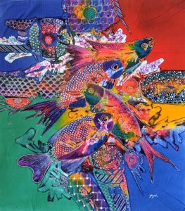 Batik Stoffbild Wandbild Motive kaufen Afrika Deko Shop 2179a