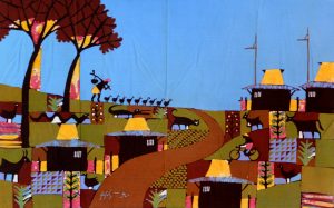 Batik Stoffbild Wandbild Motive kaufen Afrika Deko Shop 2184a