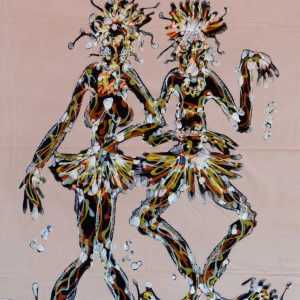 Batik Bild Stoffbild Tanzpaar, 45 x 75 cm