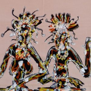 Batik Bild Stoffbild Tanzpaar, 45 x 75 cm