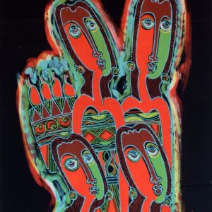 Batik Bild Stoffbild 4 Frauen, 45 x 75 cm