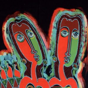Batik Bild Stoffbild 4 Frauen, 45 x 75 cm
