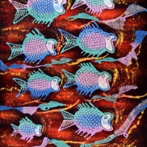 Batik balinesisches Stoffbild 8 Fische, 90 x 70 cm