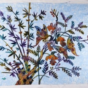 Batik balinesisches Stoffbild bunte Schmetterlinge, 90 x 70 cm