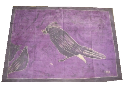 Batik afrikanisches Stoffbild Vogel-Familie, 125 x 85 cm