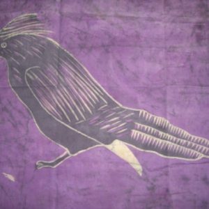 Batik afrikanisches Stoffbild Vogel-Familie, 125 x 85 cm