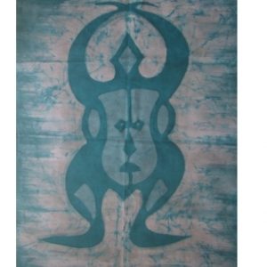 Batik afrikanisches Stoffbild Maske abstrakt, 60 x 80 cm