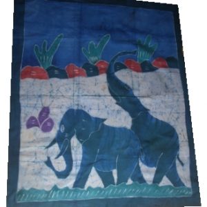 Batik afrikanisches Stoffbild Elefanten Paar, 115 x 95 cm