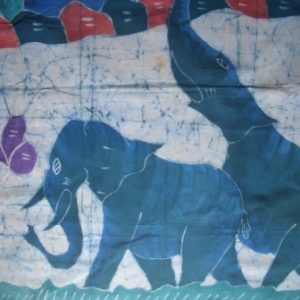 Batik afrikanisches Stoffbild Elefanten Paar, 115 x 95 cm