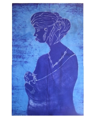 Batik Stoffbild Wandbild Masken kaufen Afrika Deko Shop 1166
