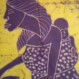 Batik Bild afrikanisches Stoffbild Mama & Kind, 60 x 80 cm