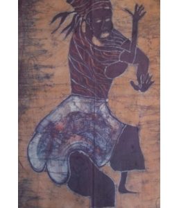 Batik Bild Stoffbild afrikanischer Tänzer, 55 x 90 cm