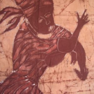 Batik Bild afrikanisches Stoffbild Tänzer, 60 x 95 cm