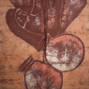Batik Bild Stoffbild afrikanisches abstraktes Motiv, 50 x 90 cm