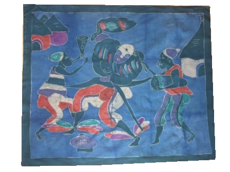 Batik Stoffbild Wandbild Masken kaufen Afrika Deko Shop 1107