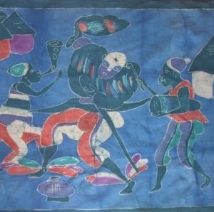 Batik Bild Stoffbild Tänzer-Motiv, 95 x 115 cm