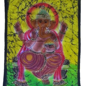 Batik balinesisches Stoffbild Ganesha, 55 x 80 cm