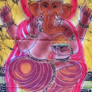Batik balinesisches Stoffbild Ganesha, 55 x 80 cm