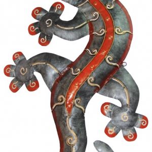Gecko balinesische Figur aus Blech, 80 cm