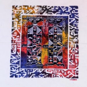 Batik Bild balinesisches Stoffbild 2 lange Figuren, 45 x 50 cm