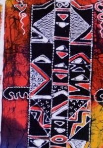 Batik Bild balinesisches Stoffbild 2 lange Figuren, 45 x 50 cm