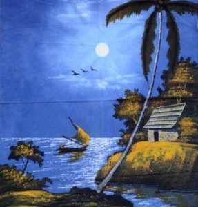 Batik Bali Stoffbild Meeresblick, 45 x 75 cm – verkauft