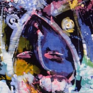 Batik Bild balinesisches Stoffbild Maske, 45 x 50 cm
