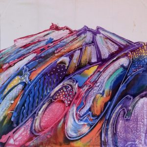 Batik Bild balinesisches Stoffbild Wellen, 45 x 50 cm