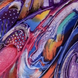 Batik Bild balinesisches Stoffbild Wellen, 45 x 50 cm
