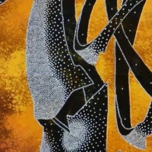 Batik balinesisches Stoffbild Wohndeko Masken 3-D, 45 x 50 cm