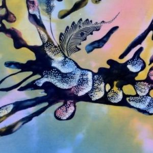Batik balinesisches Stoffbild Meerespflanzen, 45 x 50 cm