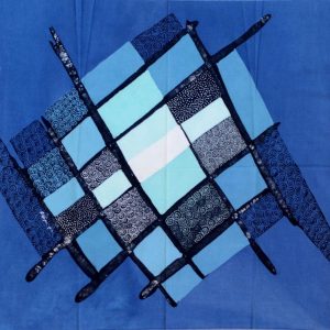 Batik Bild balinesisches Stoffbild Blautöne, 45 x 50 cm