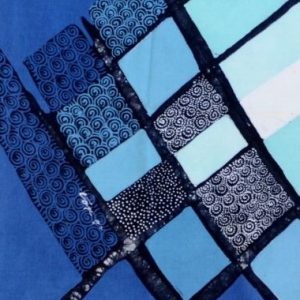 Batik Bild balinesisches Stoffbild Blautöne, 45 x 50 cm