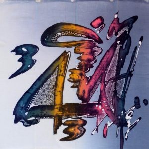 Batik Bild balinesisches Stoffbild Ziffer, 45 x 50 cm
