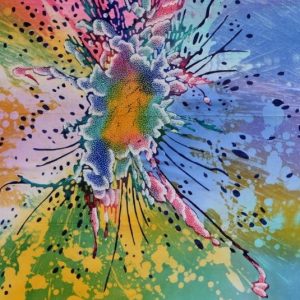 Batik Bild balinesisches Stoffbild Regenbogen, 90 x 100 cm