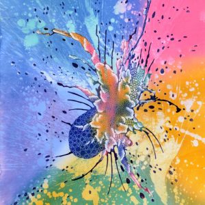 Batik Bild balinesisches Stoffbild Qualle, 75 x 90 cm