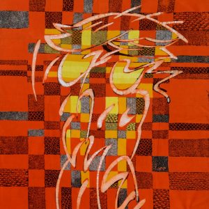 Batik Bild balinesisches Stoffbild Paar abstrakt, 75 x 90 cm