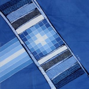 Batik balinesisches Stoffbild blaue Leiter, 75 x 90 cm