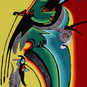 Batik balinesisches Stoffbild Gesicht abstrakt, 75 x 90 cm
