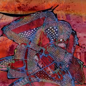 Batik balinesisches Stoffbild abstrakte Handarbeit, 75 x 90 cm